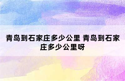 青岛到石家庄多少公里 青岛到石家庄多少公里呀